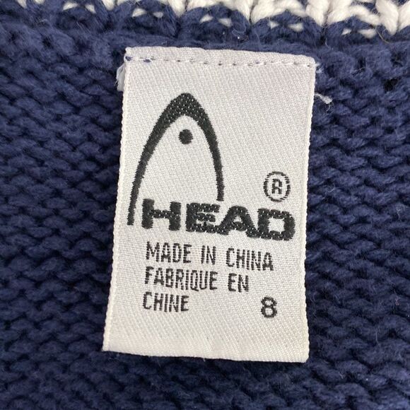 Head 100% cotton V-neck geo print colorful knit pullover sweater size 8 - Picture 5 of 9